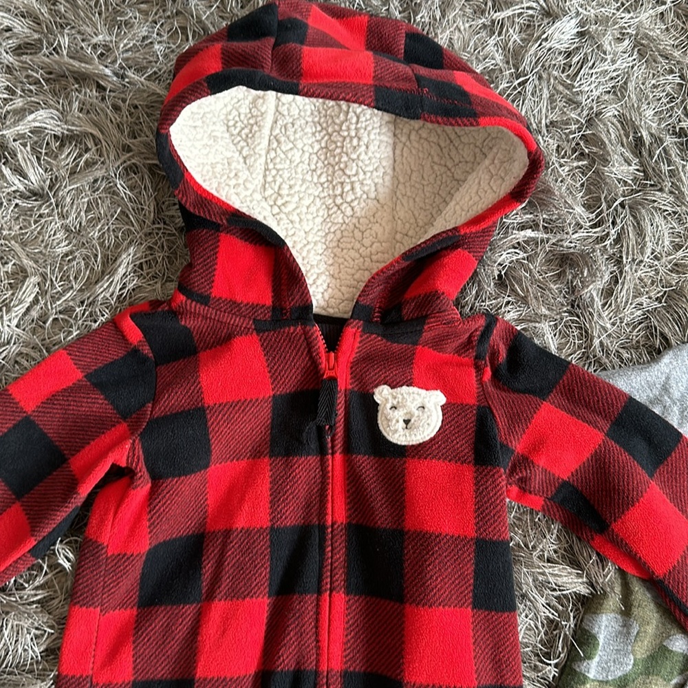 2- Baby Zip-Up Hooded Jumpsuit by Carter’s - Picture 2 of 6